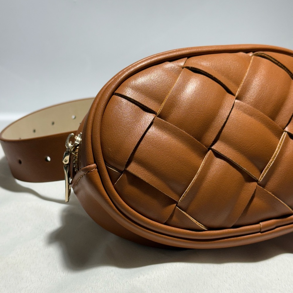 Steve Madden Tan Woven Leather Belt Bag